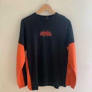 Vintage Harley Davidson long sleeve orange shirt